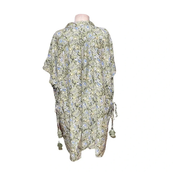 Roller Rabbit Turin‎ Ellyott Dress Olive Green Blue Paisley Size Large - Picture 6 of 12